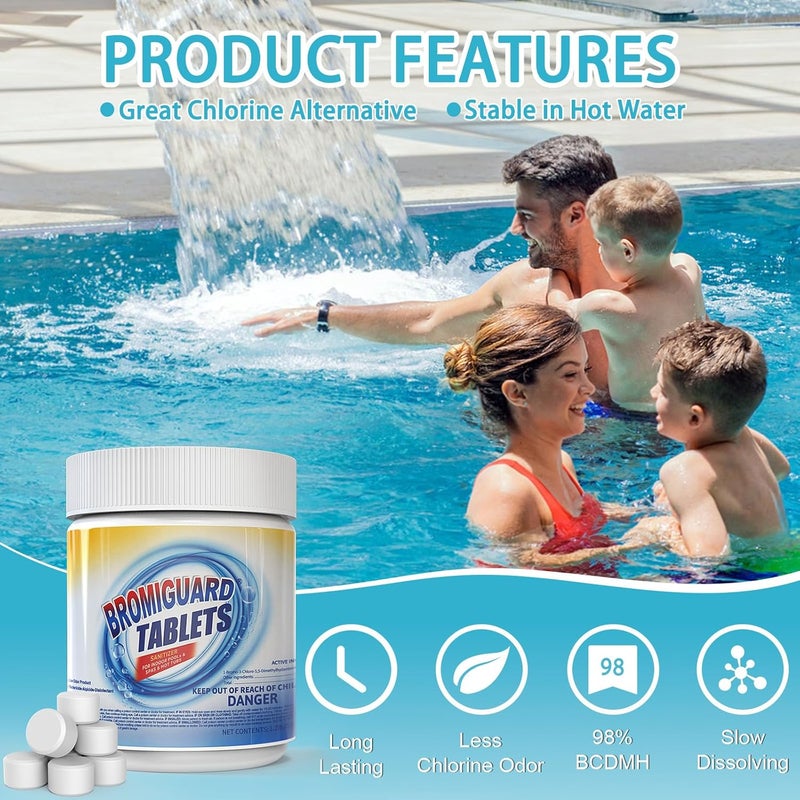 BROMIGUARD أقراص برومين لحمام السبا، أقراص 1 بوصة، أقراص برومين لحمام السبا، شعور بالماء الناعم، بدون رائحة الكلور، بديل رائع للكلور - Image 4